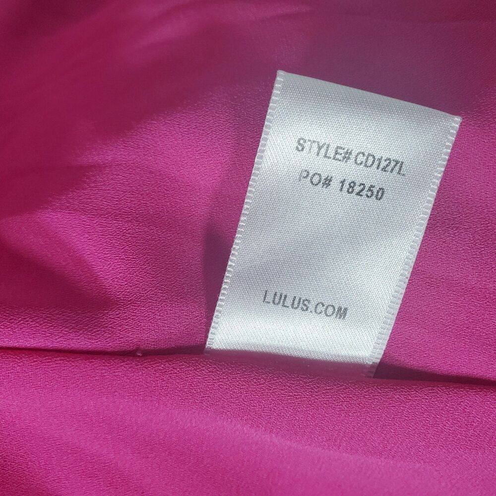 Lulu's Women’s Wrap Dress Size XS Hot Pink Ruffle Flowy High Low Short Sleeve - Picture 9 of 12